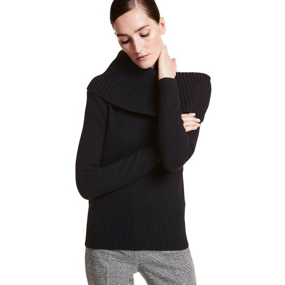 Michael Kors Collection Womens Cashmere Off-The-Shoulder Sweater S Black - NWOT